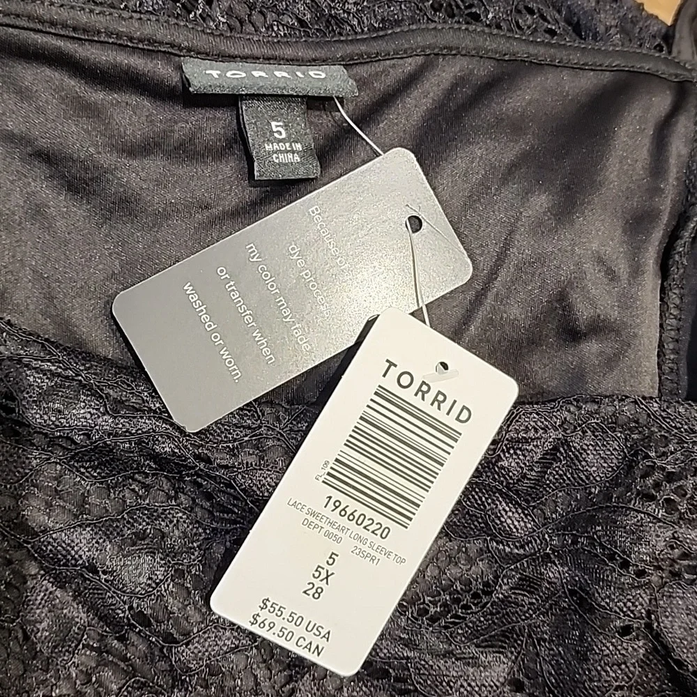 Torrid - Lace Square Neck Long Sleeve Top in Deep Black​​​​​​​​ - Picture 7 of 13